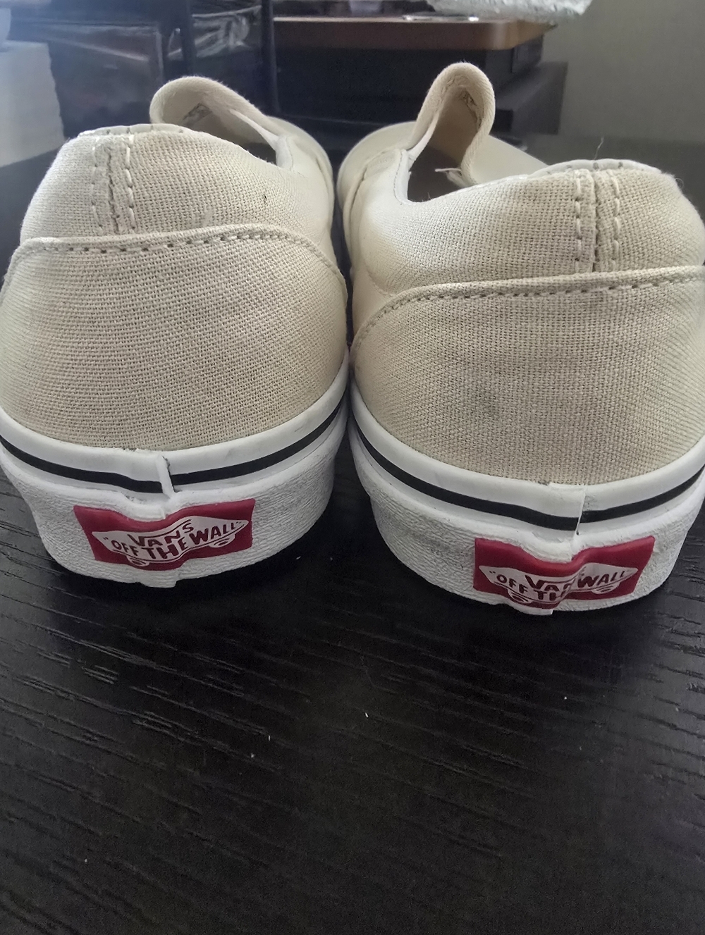 Vans Beige Slip-On Canvas Shoes - Like New (W8/M6.5) - Picture 7 of 8
